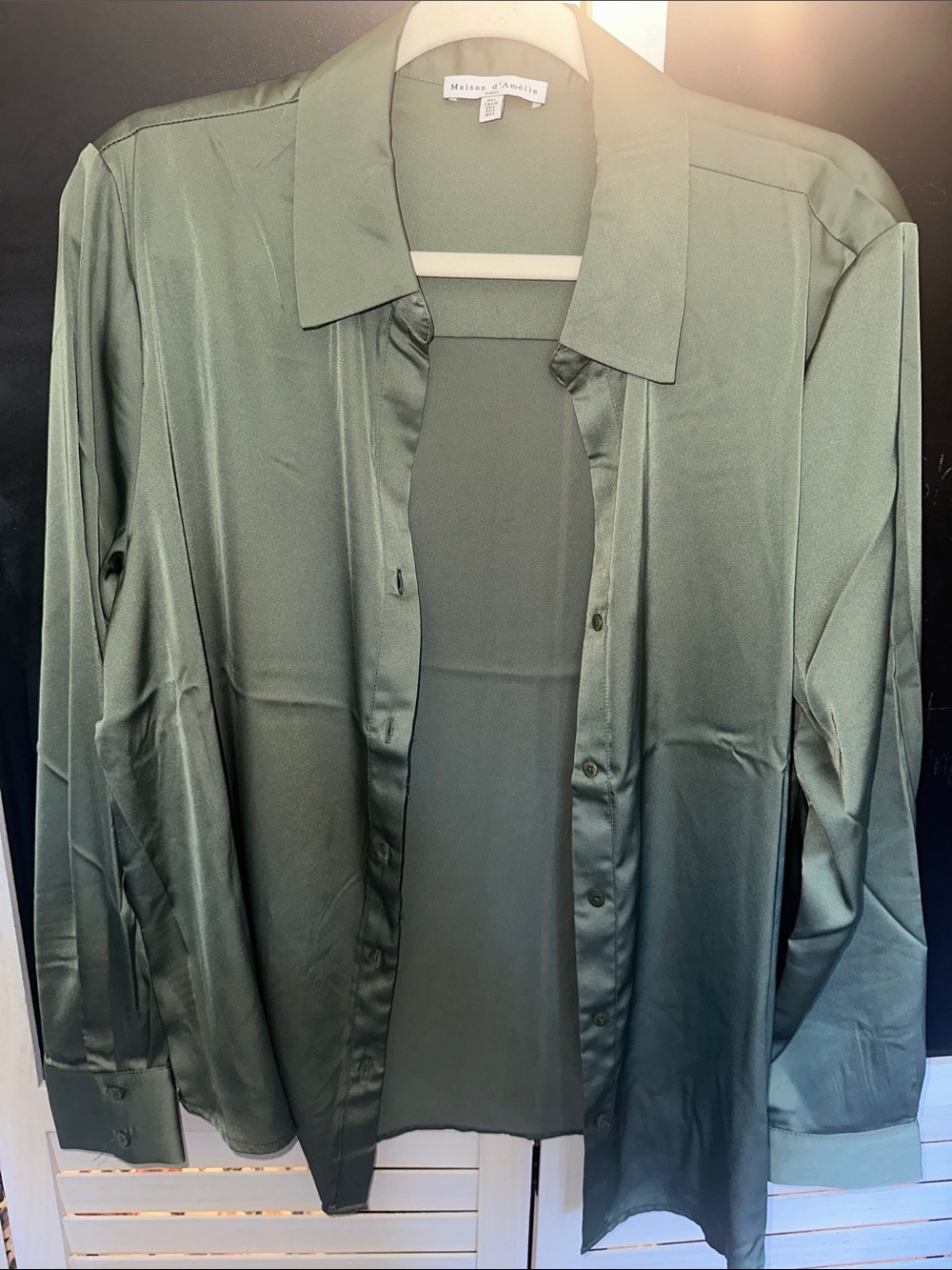 Women’s Sage Green Satin Shirt
